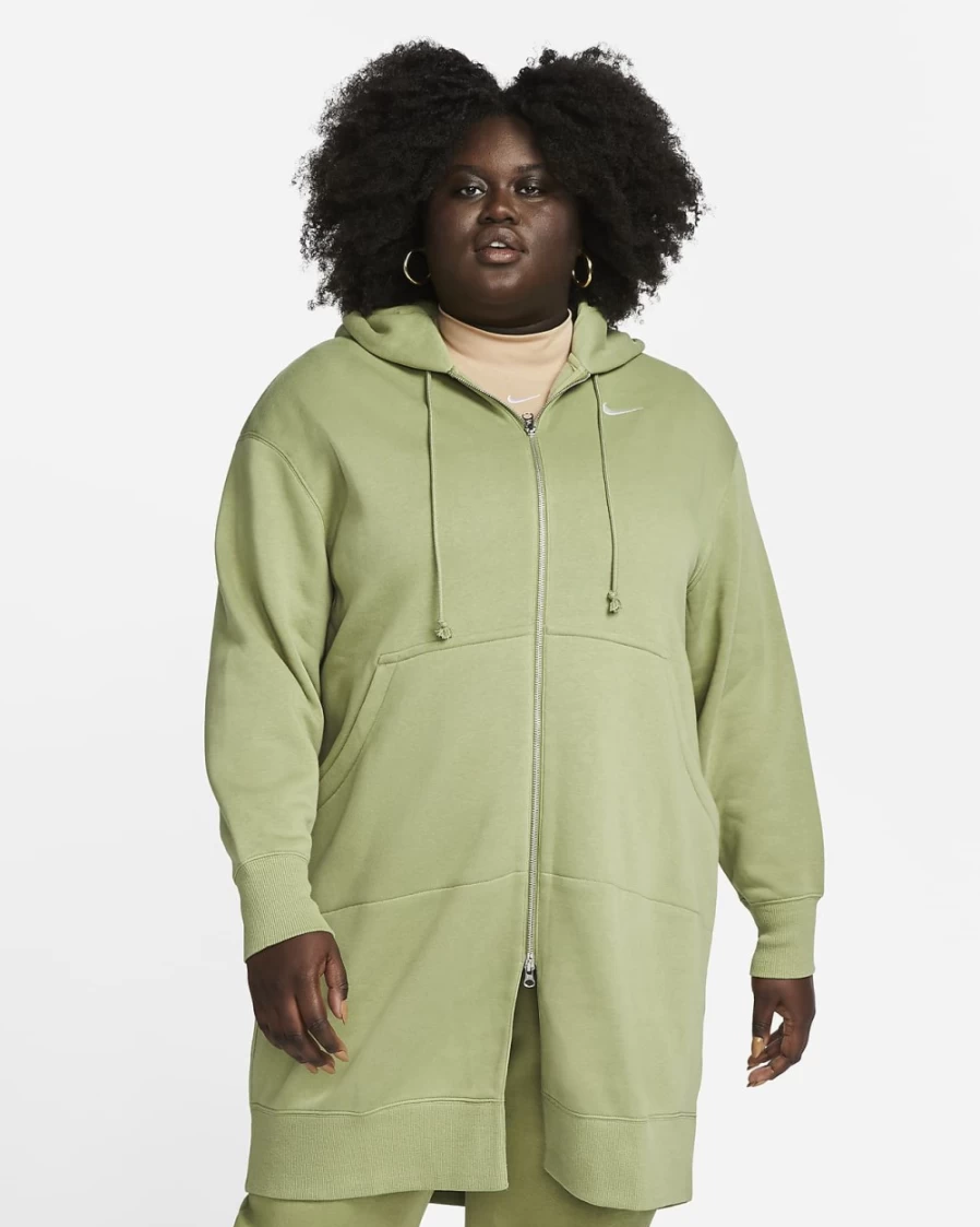 Nike Women's Alligator/Sail Phoenix Fleece Oversized Full-Zip Hoodie - Plus Size Long-Sleeve Sportswear