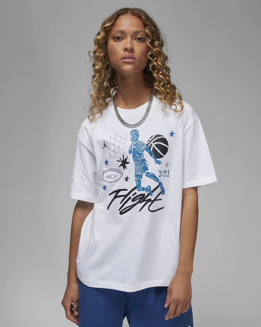 Nike Women's White Boxy T-Shirt - Jordan Brand Casual Tee