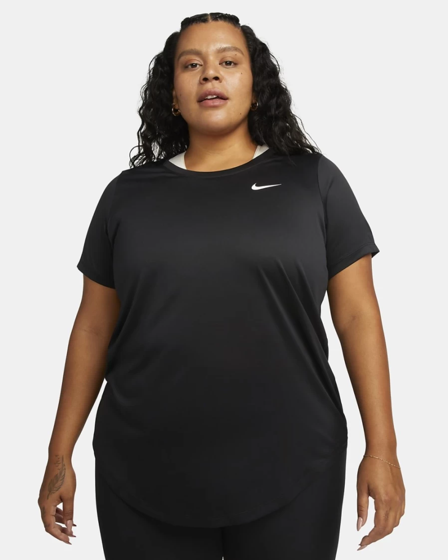 Nike Dri-FIT Women's Plus Size T-Shirt - Black & White Moisture-Wicking Active Top