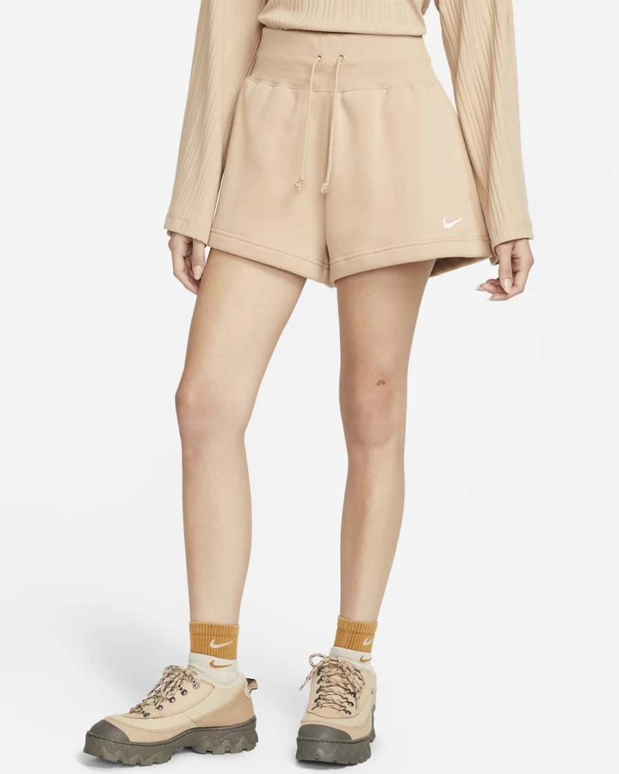 Nike Women's High-Waisted Hemp/Sail Phoenix Fleece Shorts | Sportswear Comfort