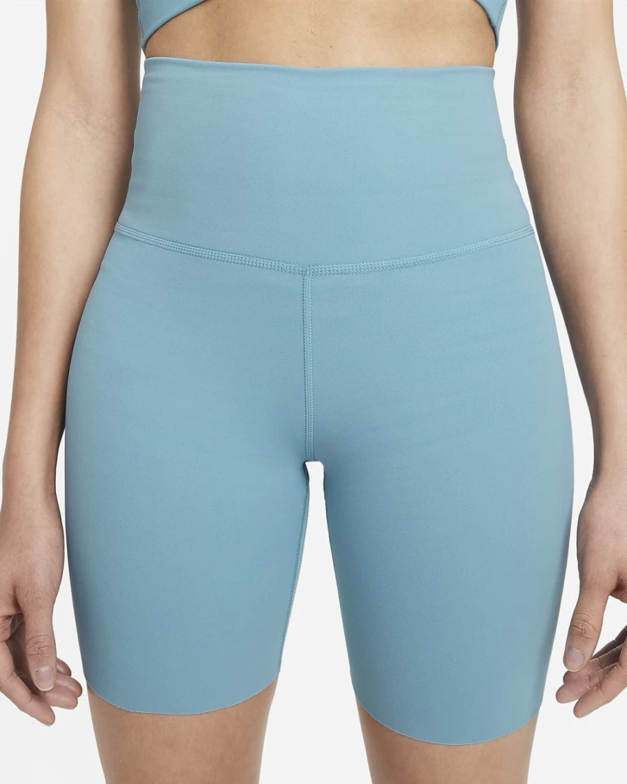 Nike Women's High-Waisted Yoga Shorts in Cerulean & Light Armory Blue - Luxe Collection