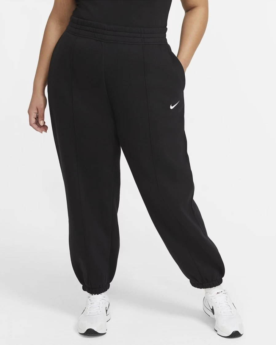 Nike Women's Plus Size Fleece Pants - Black & White Comfortable Sportswear Trend