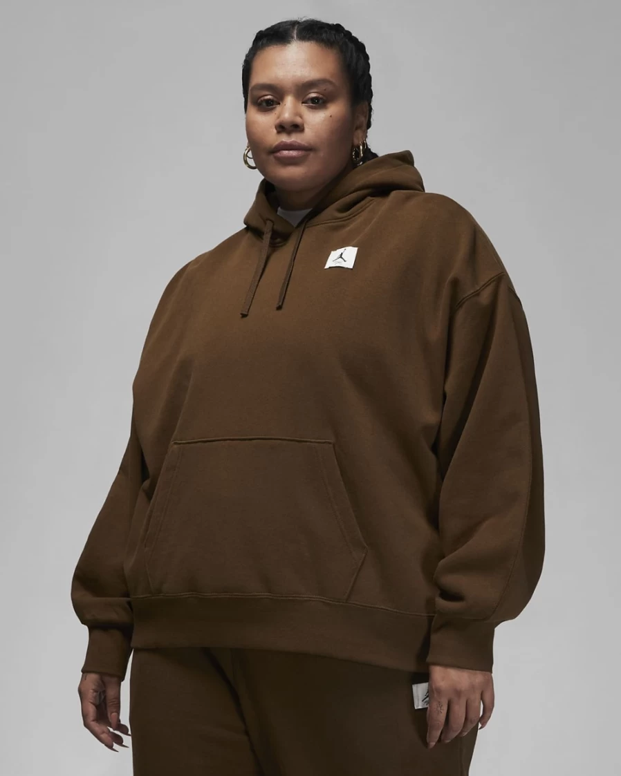 Nike Light Olive Women's Plus Size Fleece Hoodie - Jordan Flight Collection