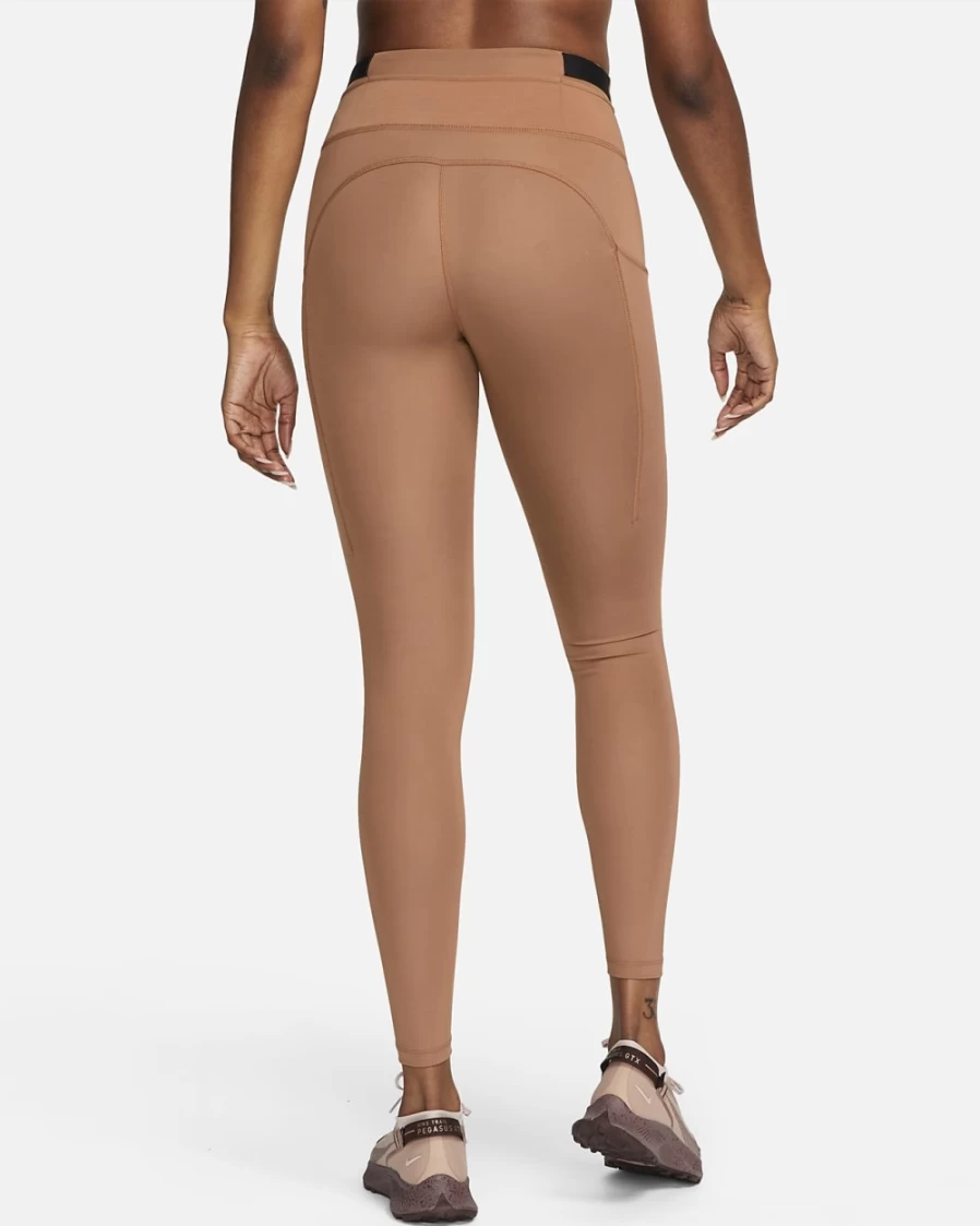 Nike Women's Epic Luxe Mid-Rise Trail Running Leggings with Pockets - Mineral Clay/Black