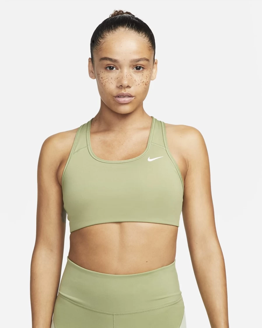 Nike Swoosh Women's Medium-Support Alligator/White Non-Padded Sports Bra for Workouts