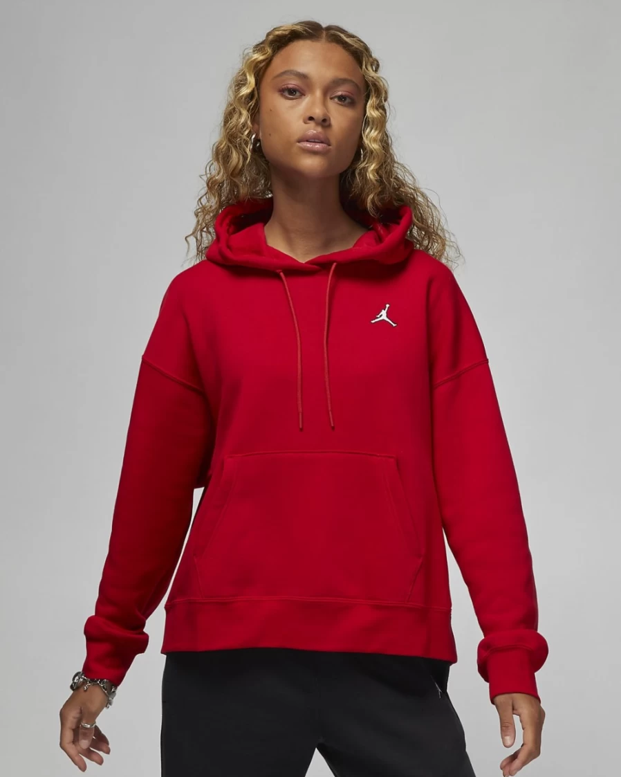 Nike Women's Gym Red & White Fleece Pullover Hoodie - Jordan Brooklyn Style
