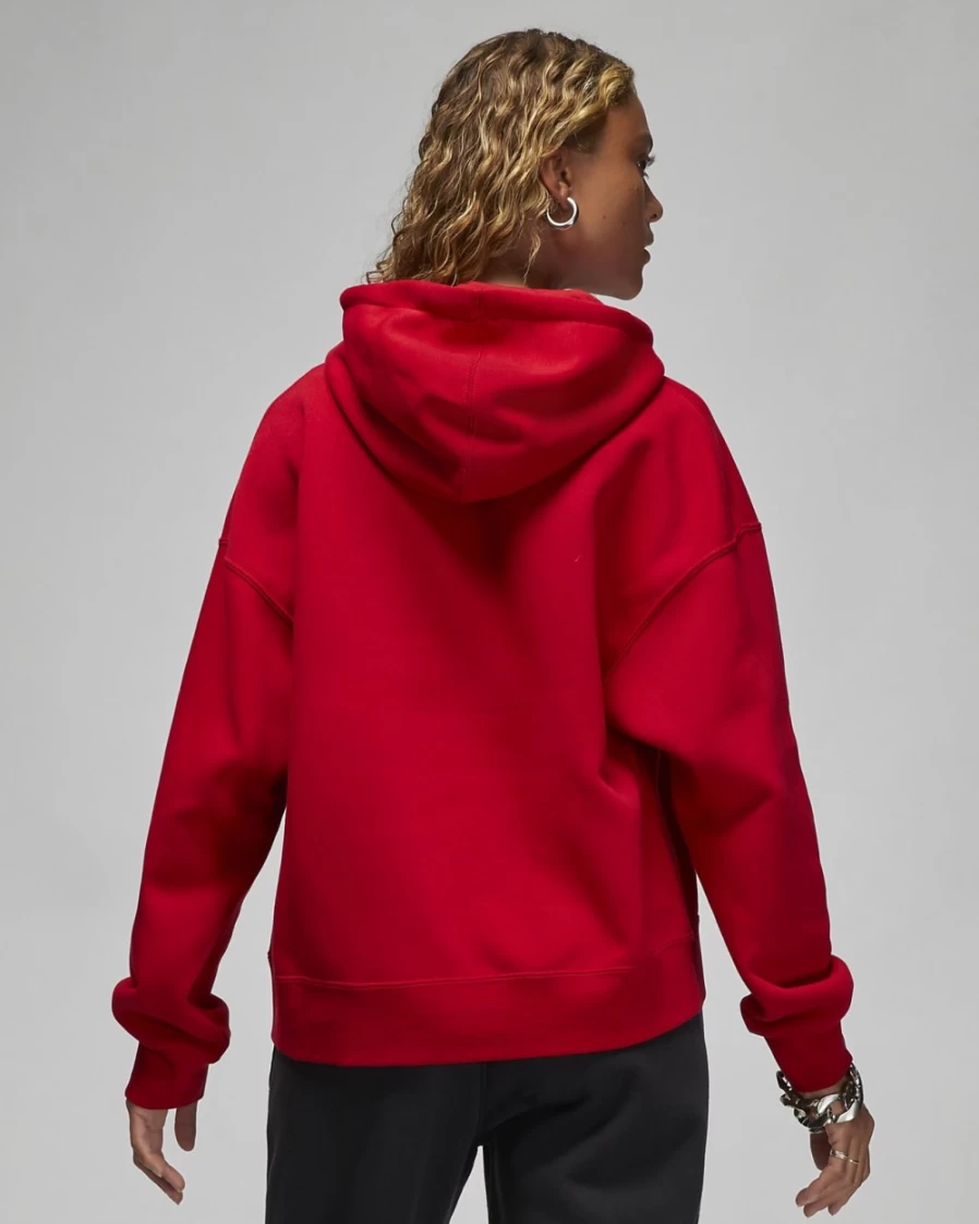 Nike Women's Gym Red & White Fleece Pullover Hoodie - Jordan Brooklyn Style