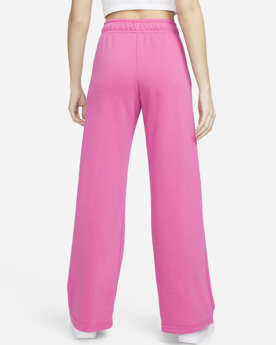 Nike Women's Active Fuchsia/White Club Fleece Wide-Leg Sweatpants | Sportswear Mid-Rise Comfort