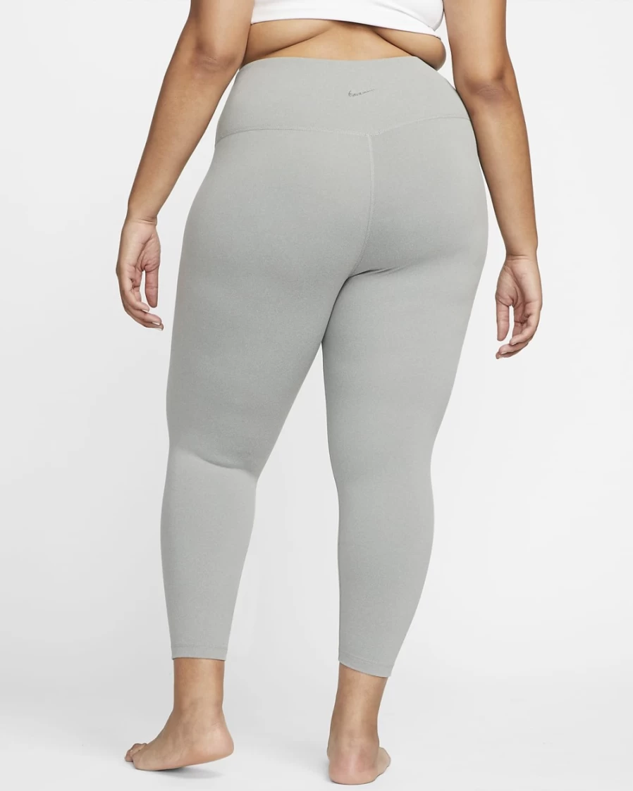 Nike Women's High-Waisted Yoga Leggings 7/8 Length - Particle Grey/Heather/Iron Grey - Plus Size Fitness Tights