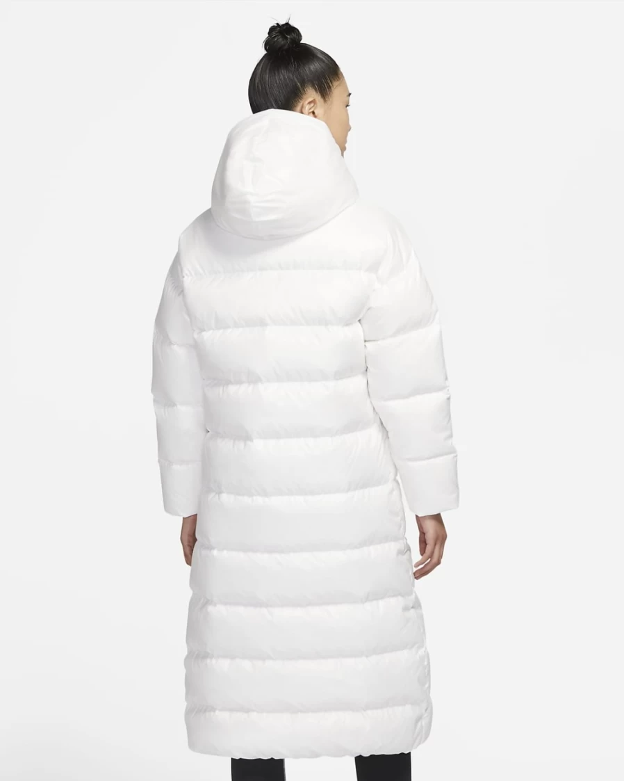 Nike Therma-FIT Women's Winter Parka Jacket - White/Black, Windproof & Insulated Sportswear Coat for Women