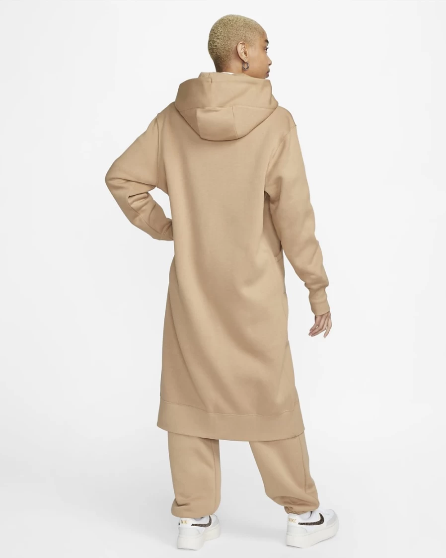 Nike Women's Oversized Phoenix Fleece Full-Zip Hoodie in Hemp/Sail - Long Comfortable Sportswear