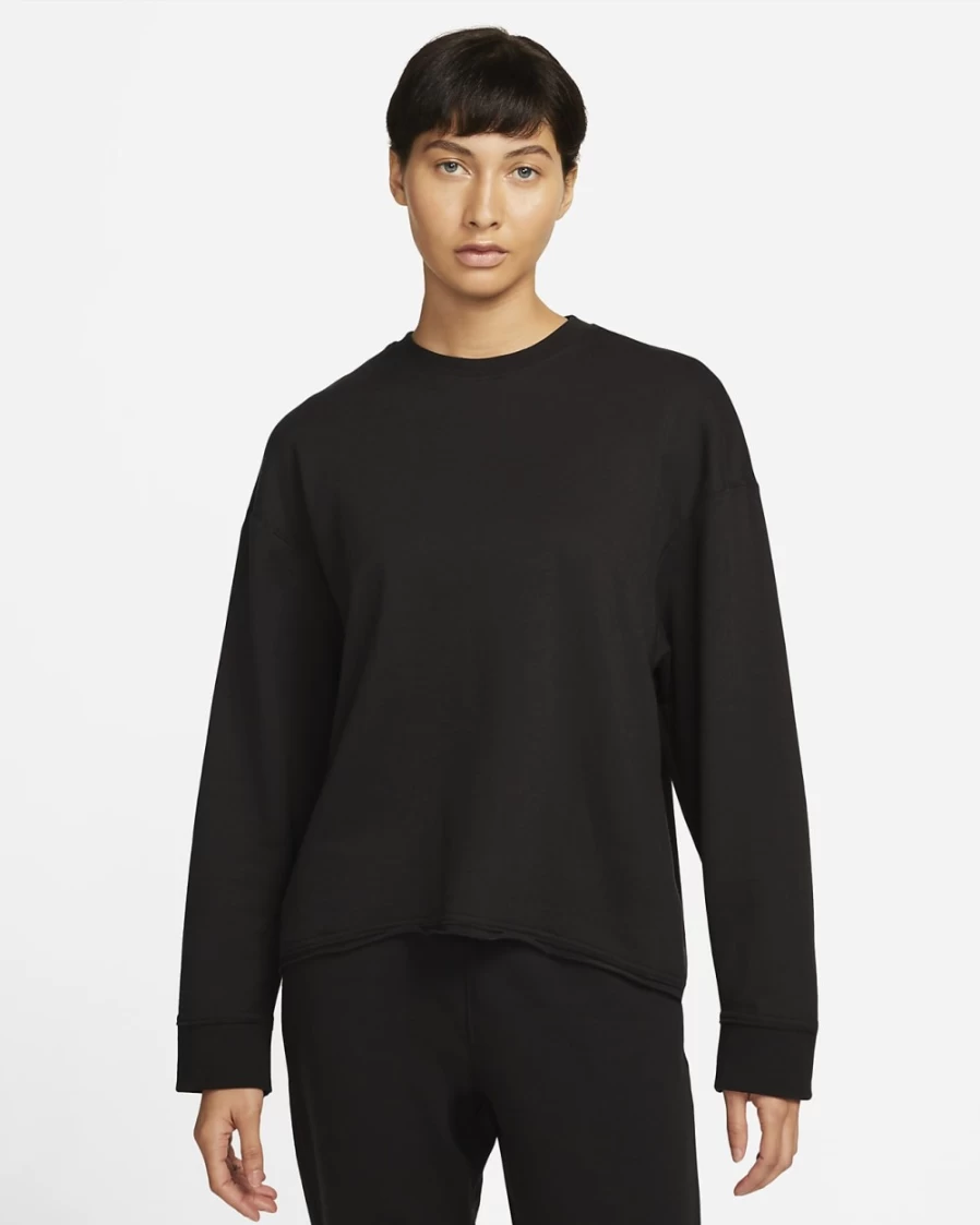 Nike Women's Yoga Luxe Fleece Crew Top - Black/Iron Grey