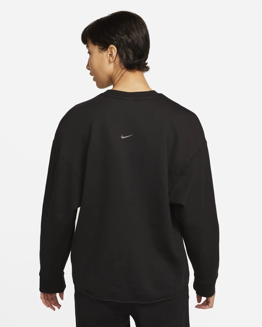 Nike Women's Yoga Luxe Fleece Crew Top - Black/Iron Grey