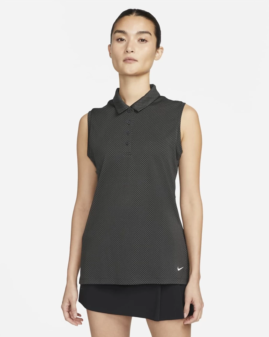 Nike Dri-FIT Victory Women's Dark Smoke Grey Sleeveless Golf Polo - Moisture-Wicking Performance Top for Women