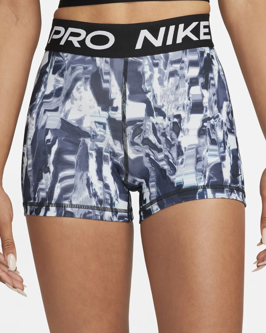 Nike Women's Black Mid-Rise Allover Print Athletic Shorts