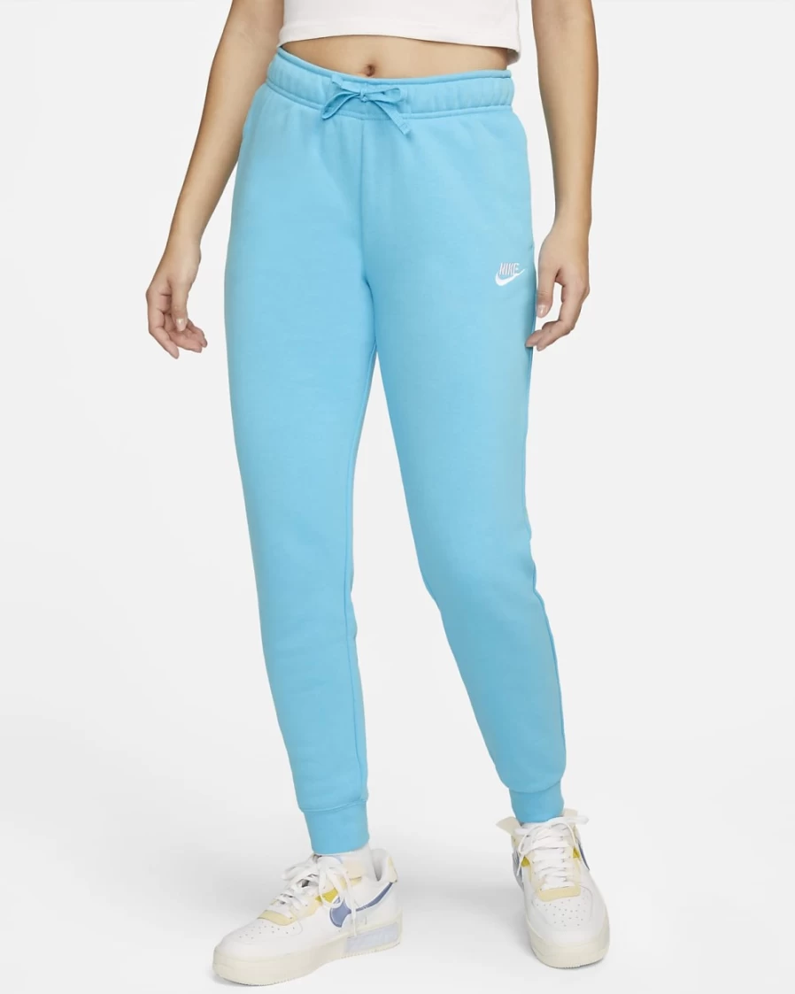 Nike Women's Baltic Blue/White Club Fleece Mid-Rise Joggers - Sportswear Comfort Pants