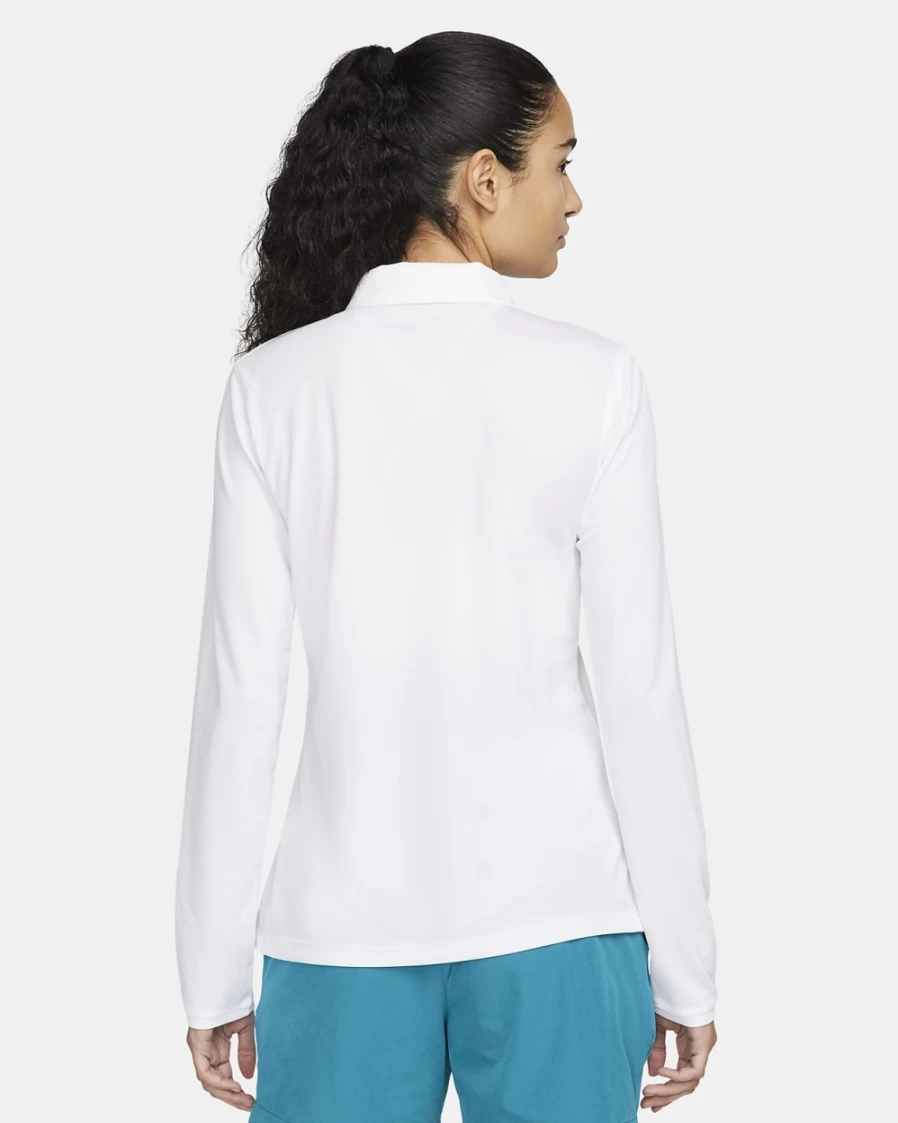 Nike Dri-FIT Victory Women's Long-Sleeve Golf Polo Shirt - White/Black Moisture-Wicking Performance Top
