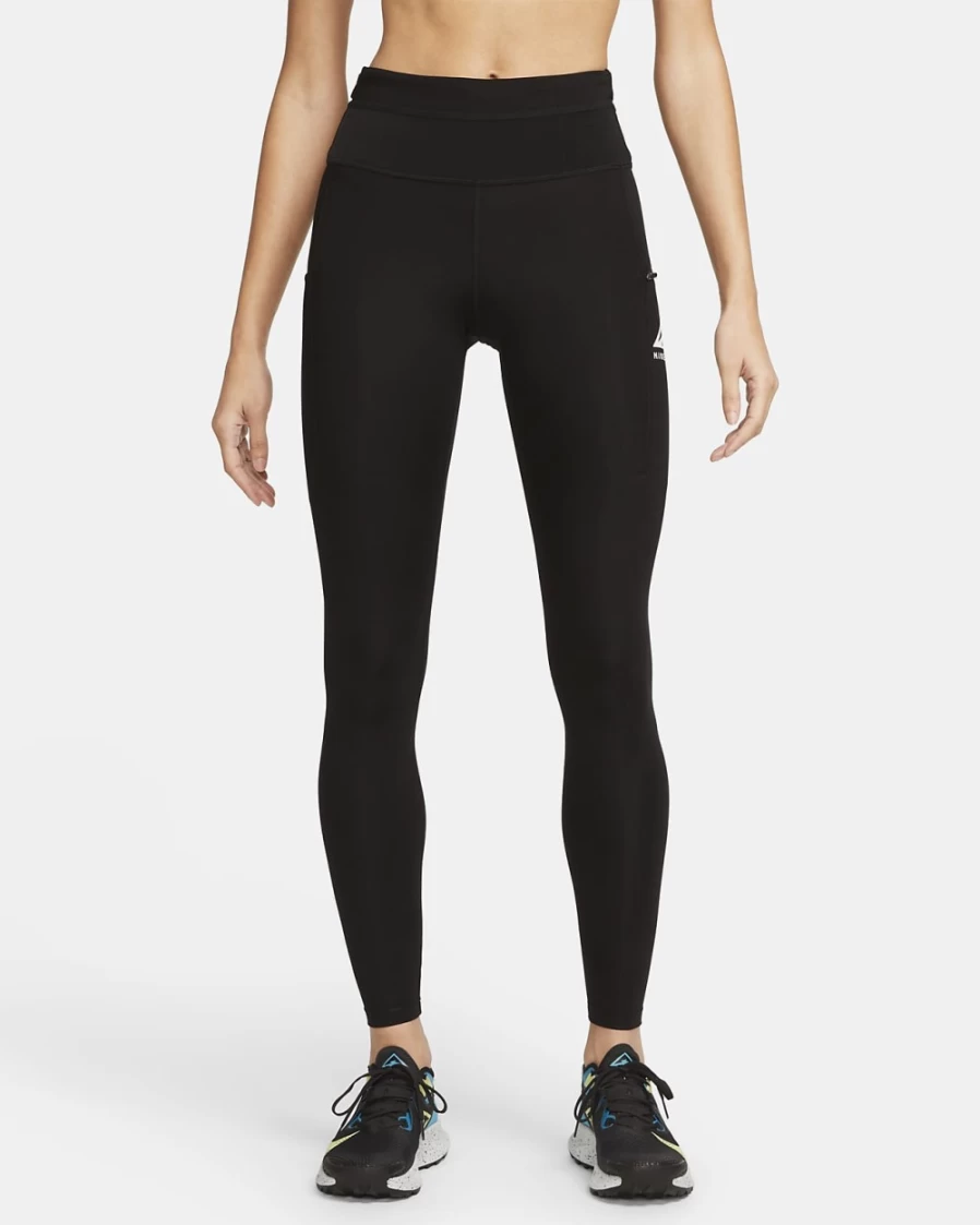 Nike Women's Epic Luxe Mid-Rise Trail Running Leggings with Pockets - Black/White