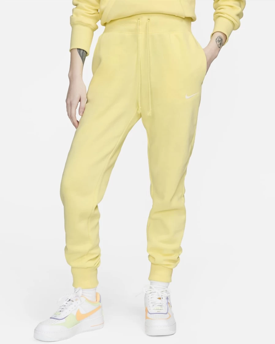 Nike Women's High-Waisted Joggers - Lemon Chiffon/Sail Fleece Comfort & Style