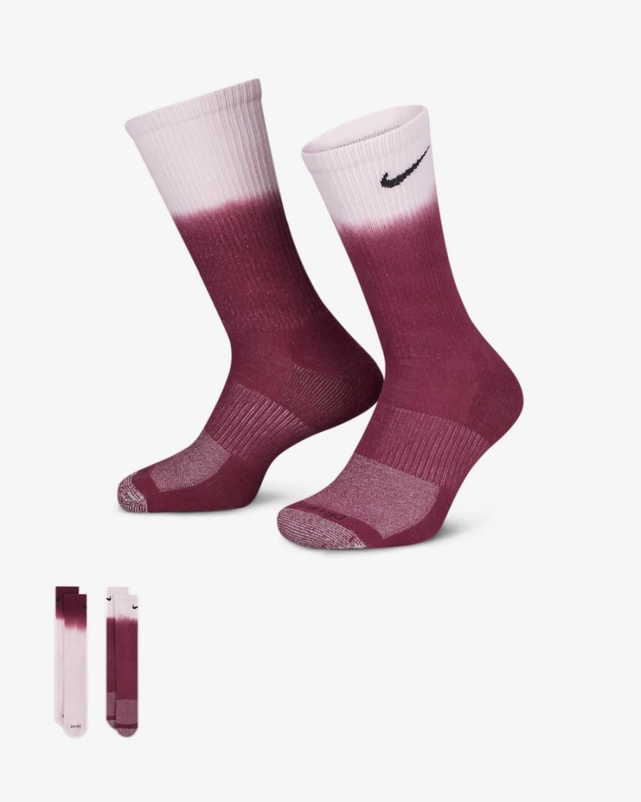 Nike Everyday Plus Cushioned Crew Socks for Men & Women - Multi-Color (2-Pair Pack)