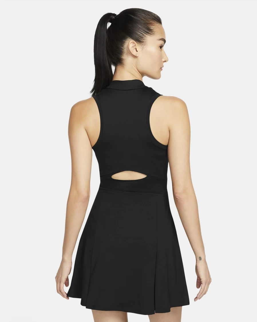 Nike Women's Dri-FIT Victory Tennis Dress - Black/White, Moisture-Wicking Performance Skirt for Court Sports
