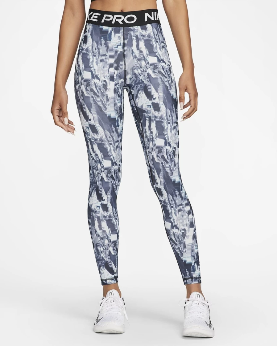 Nike Pro Women's Black Training Leggings - Mid-Rise Allover Print Workout Tights