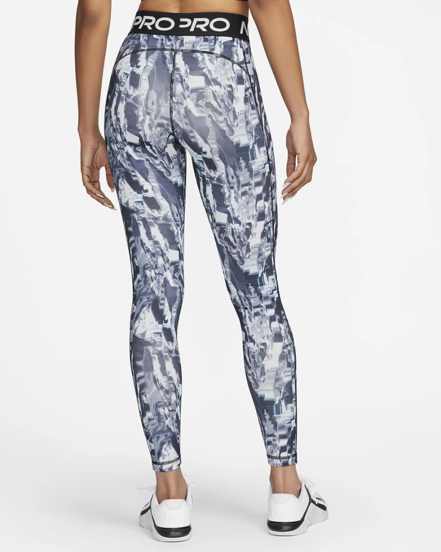 Nike Pro Women's Black Training Leggings - Mid-Rise Allover Print Workout Tights