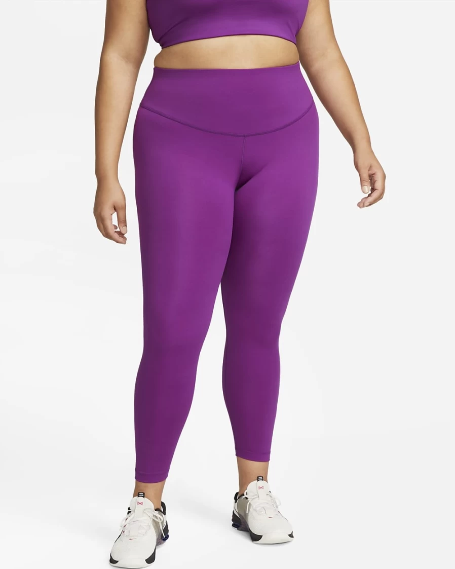 Nike One Women's Mid-Rise Leggings in Viotech/White - Plus Size Workout Tights