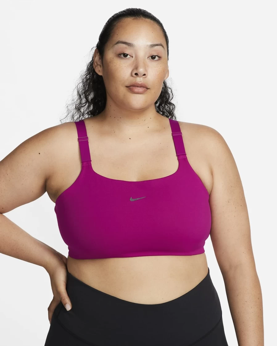 Nike Women's Yoga Alate Versa Light-Support Sports Bra - Dynamic Berry/Iron Grey, Plus Size Lightly Lined