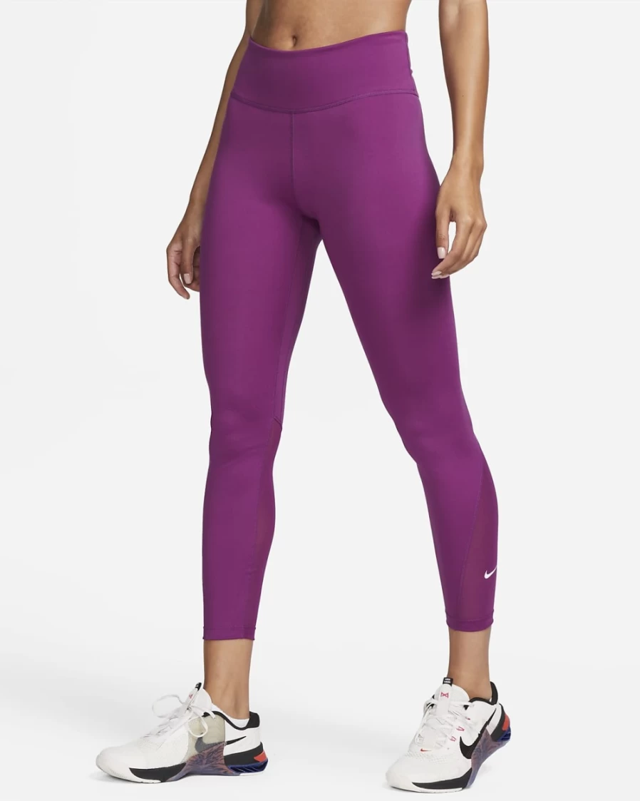 Nike Women's Viotech/White Mid-Rise 7/8 Mesh-Paneled Leggings - One Collection