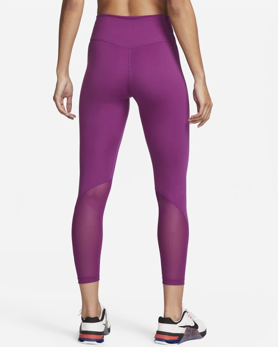 Nike Women's Viotech/White Mid-Rise 7/8 Mesh-Paneled Leggings - One Collection