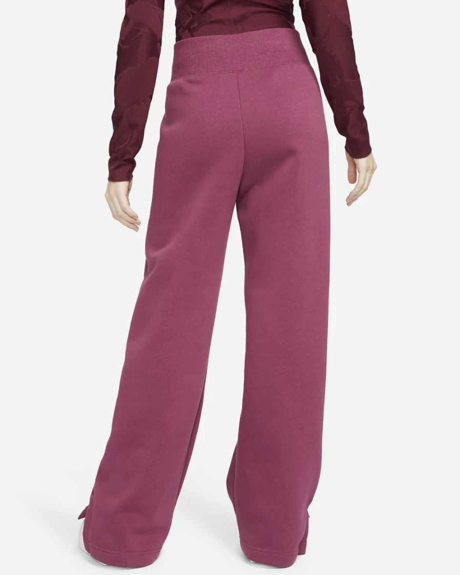 Nike Women's High-Waisted Wide-Leg Sweatpants - Rosewood/Sail - Sportswear Phoenix Fleece