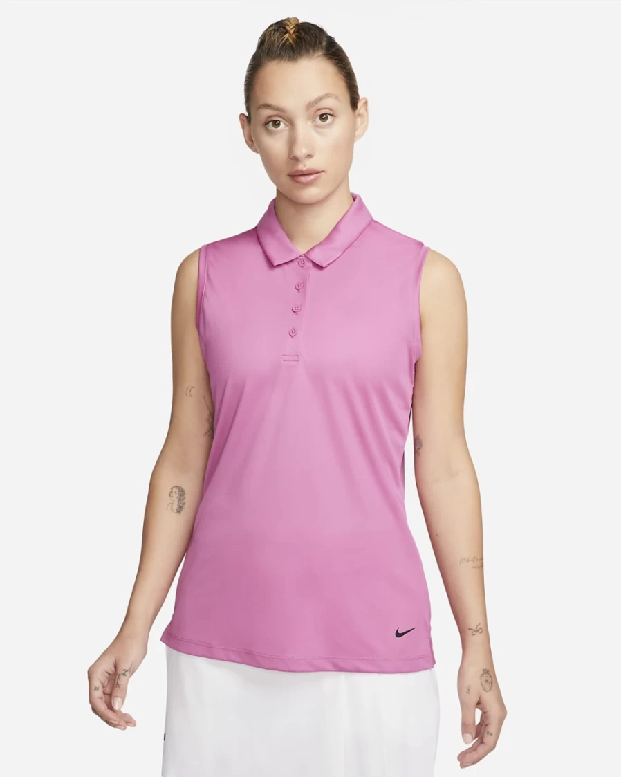 Nike Dri-FIT Victory Women's Sleeveless Golf Polo - Cosmic Fuchsia/Black - Moisture-Wicking Performance Top