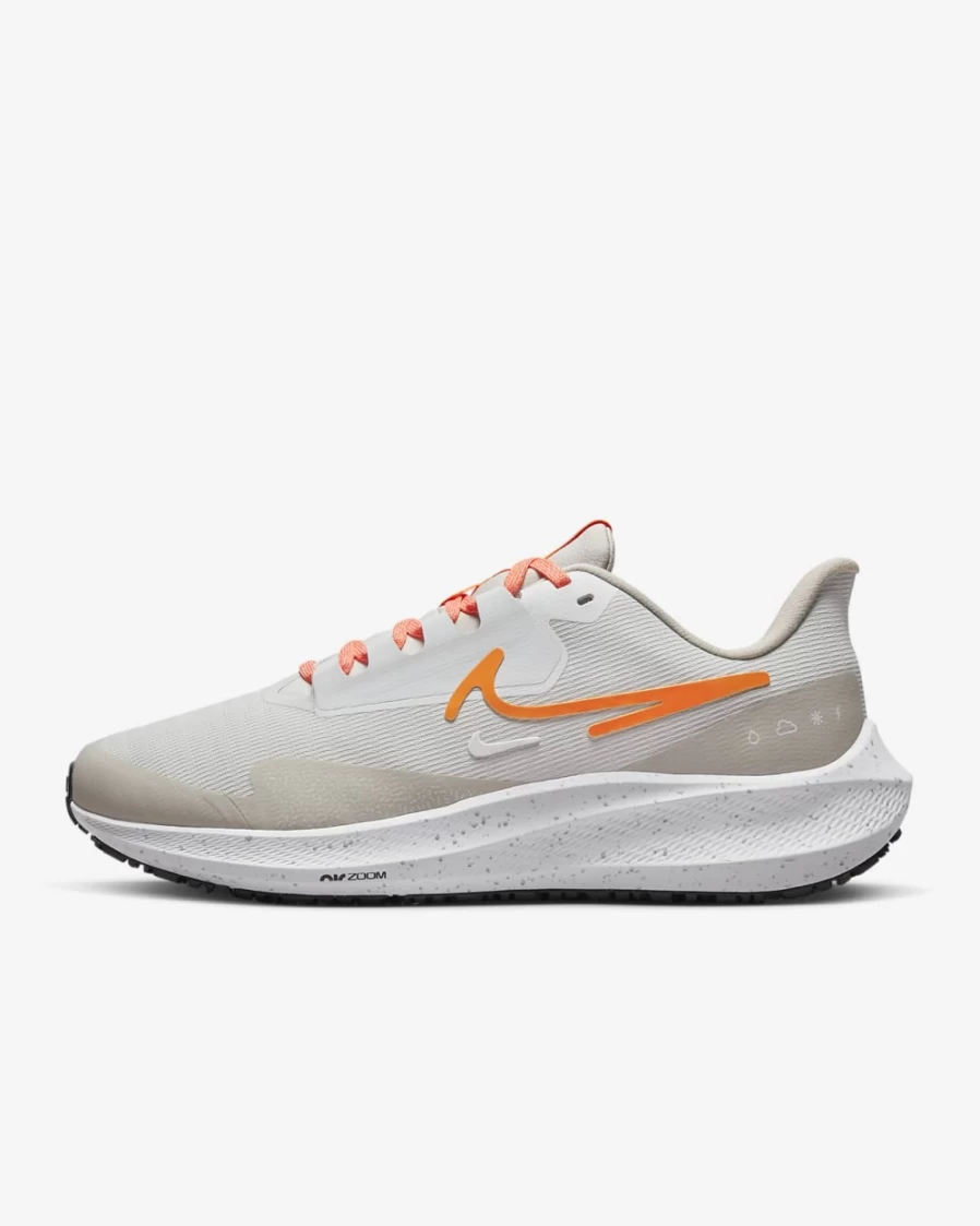 Nike Pegasus 39 Shield Women's Road Running Shoes - Photon Dust/Light Iron Ore/White/Total Orange, Weatherized for All Conditions