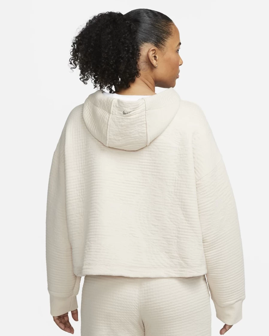 Nike Women's Sanddrift/White Yoga Luxe Pullover Hoodie - Comfortable Workout Sweatshirt
