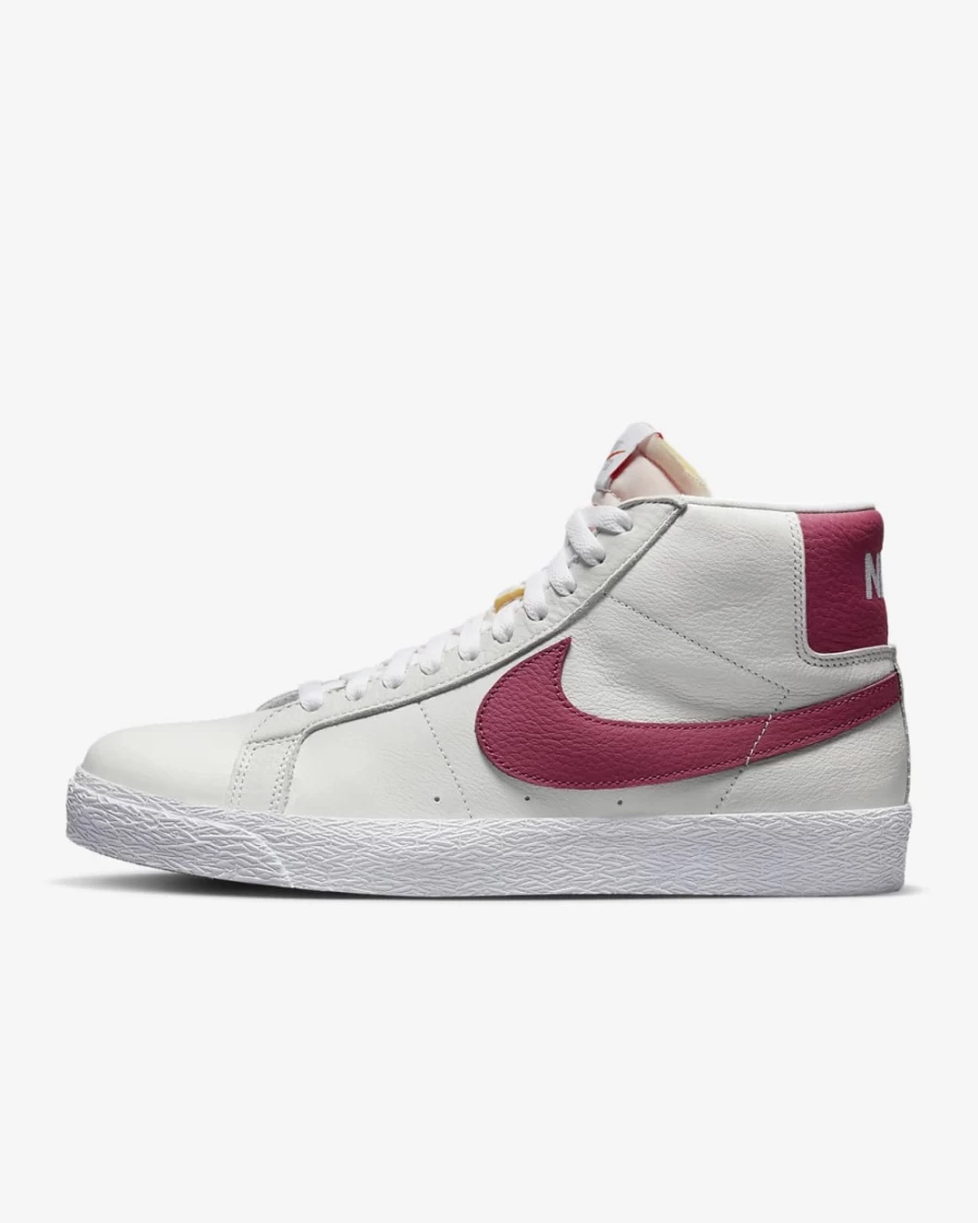 Nike SB Zoom Blazer Mid Skate Shoes for Men & Women - White & Sweet Beet Colorway