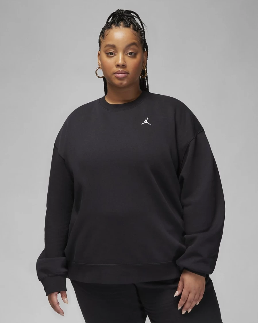 Nike Jordan Brooklyn Women's Plus Size Fleece Crewneck Sweatshirt - Black/White