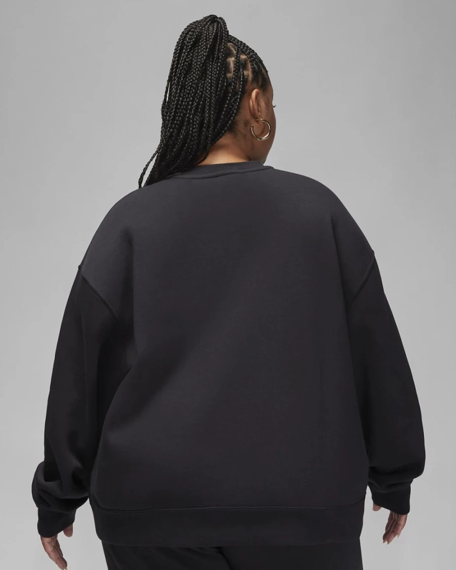 Nike Jordan Brooklyn Women's Plus Size Fleece Crewneck Sweatshirt - Black/White