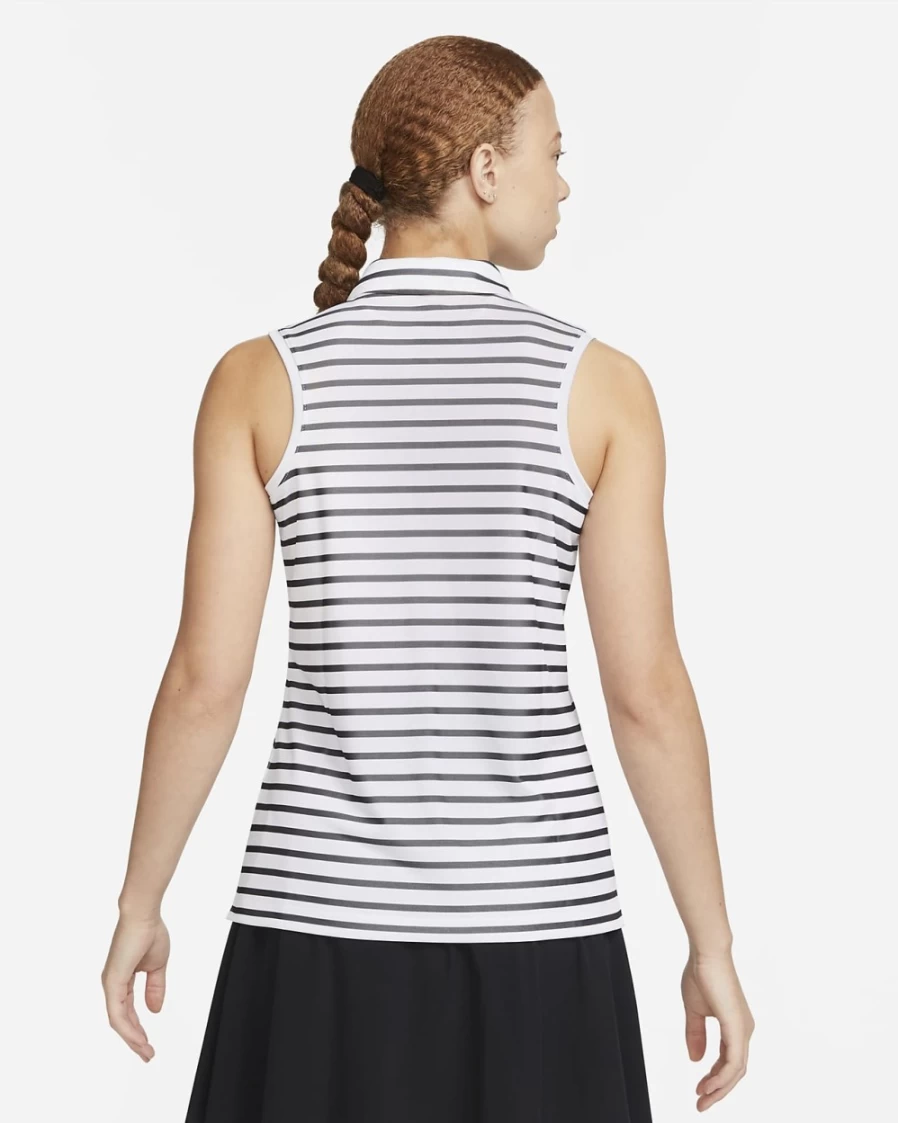 Nike Dri-FIT Victory Women's White/Black Striped Sleeveless Golf Polo Shirt for Women