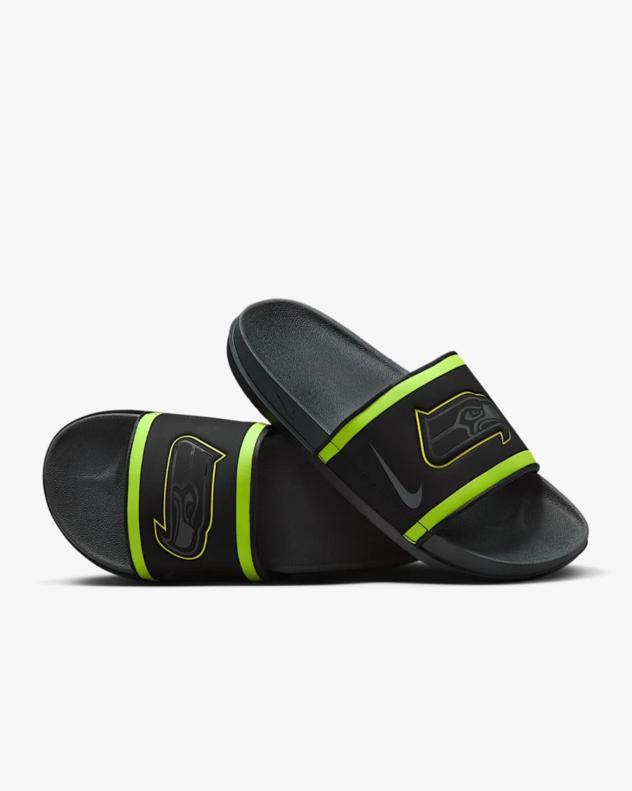 Nike Offcourt NFL Seattle Seahawks Slide Sandals for Men & Women - Black, Action Green, College Navy, Anthracite