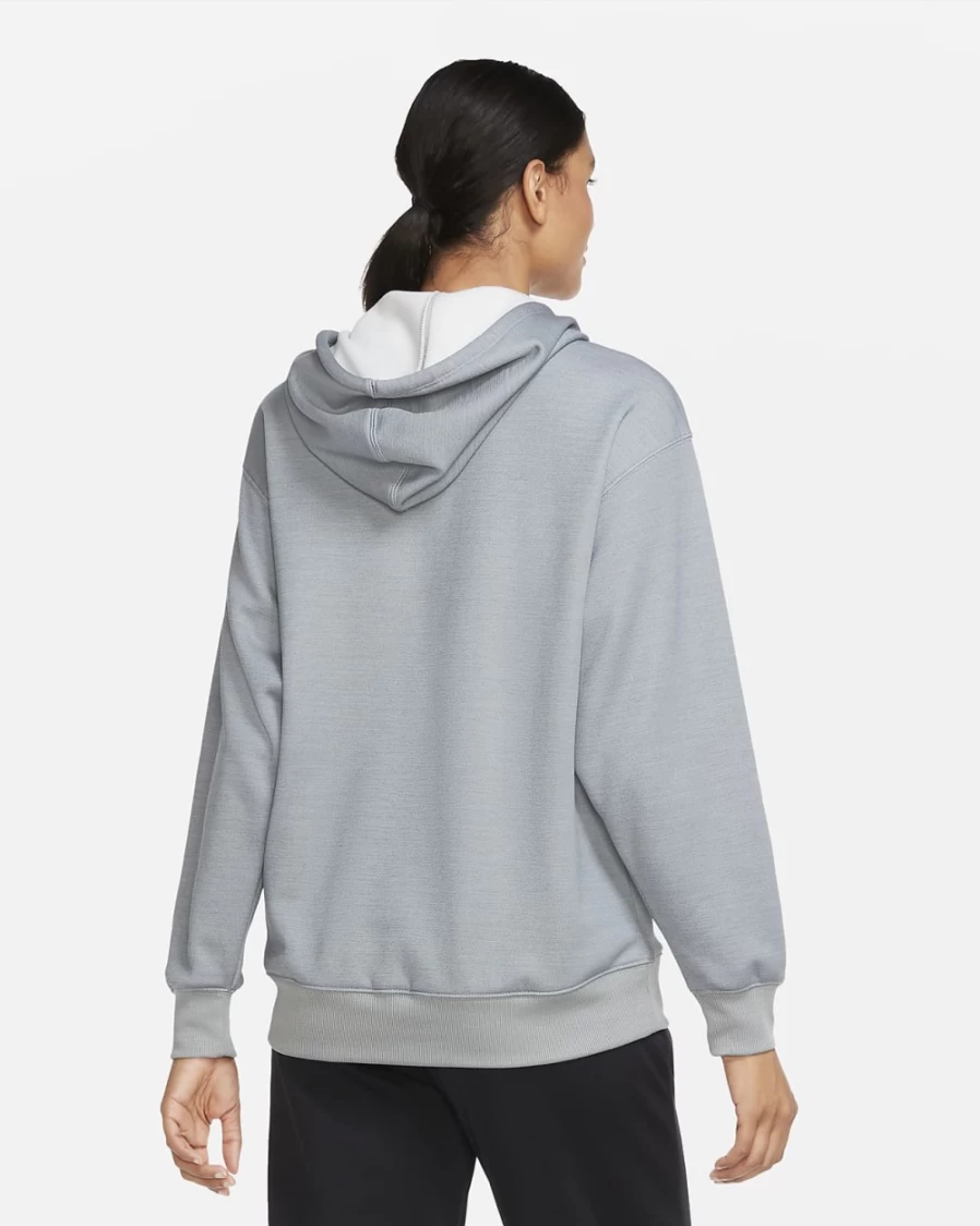 Nike Therma Women's Pullover Hoodie - Particle Grey/Heather/Black Training Sweatshirt