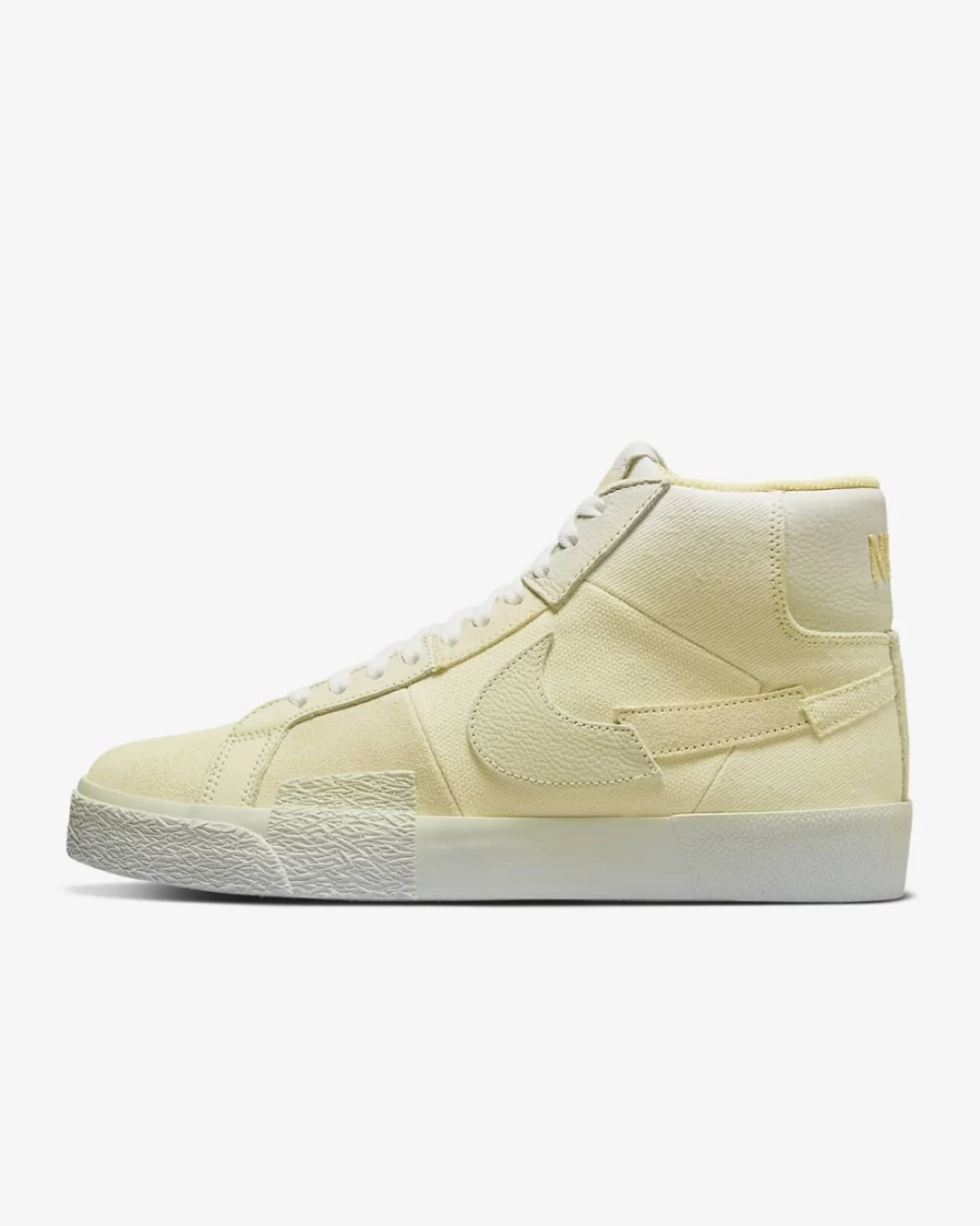 Nike SB Zoom Blazer Mid PRM Skate Shoes for Men & Women - Lemon Wash/White Colorway
