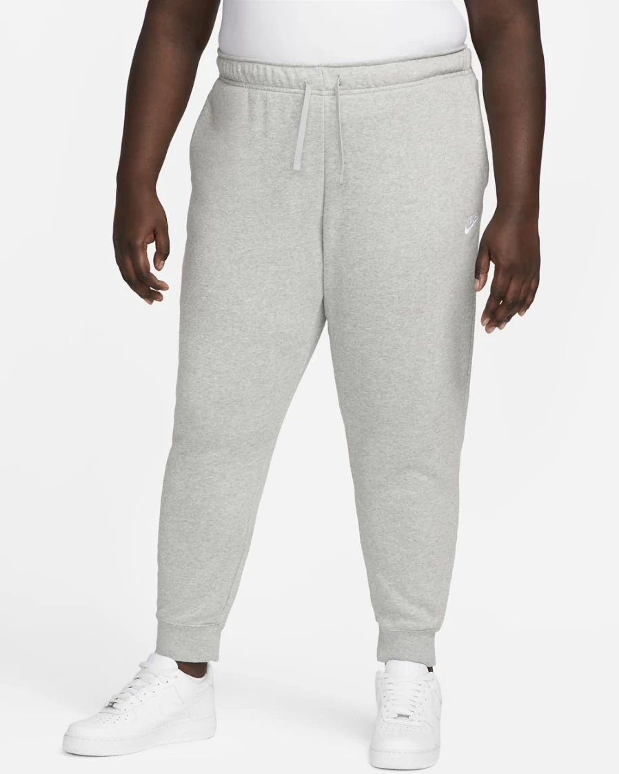 Nike Women's Plus Size Dark Grey Heather/White Club Fleece Mid-Rise Joggers - Sportswear Comfort Pants