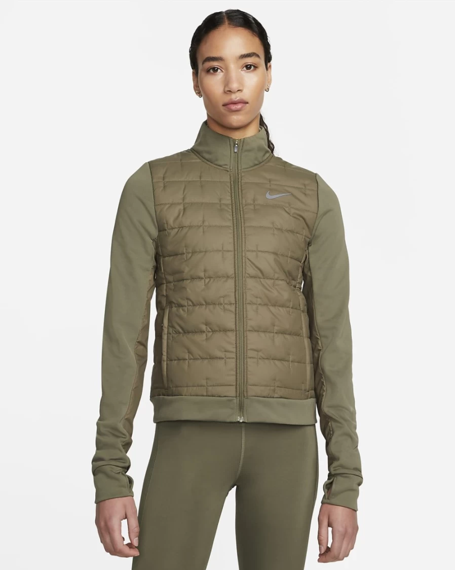 Nike Therma-FIT Women's Medium Olive Synthetic Fill Running Jacket – Lightweight Water-Resistant Training Outerwear