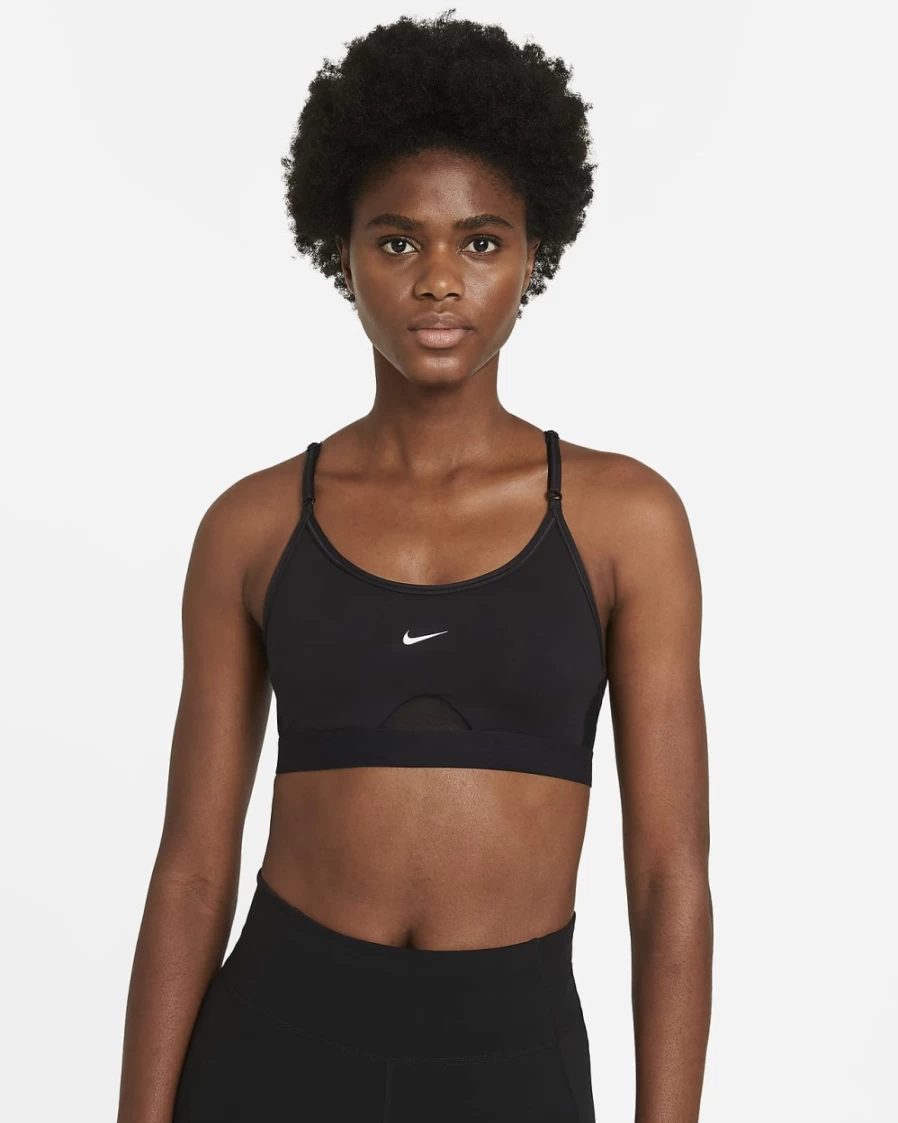 Nike Indy Women's Light-Support Sports Bra - Black/White Padded U-Neck Workout Top