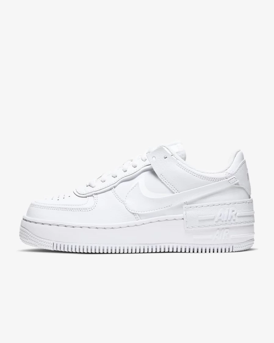 Nike Air Force 1 Shadow Women's White Sneakers - Triple White AF1 Shoes for Women