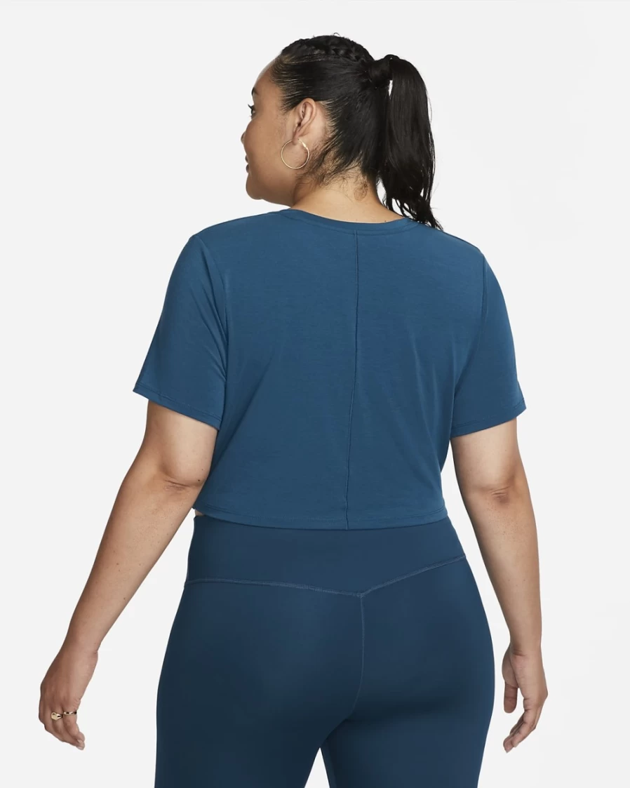 Nike Dri-FIT One Luxe Women's Valerian Blue Cropped Short-Sleeve Workout Top - Plus Size Athletic Shirt