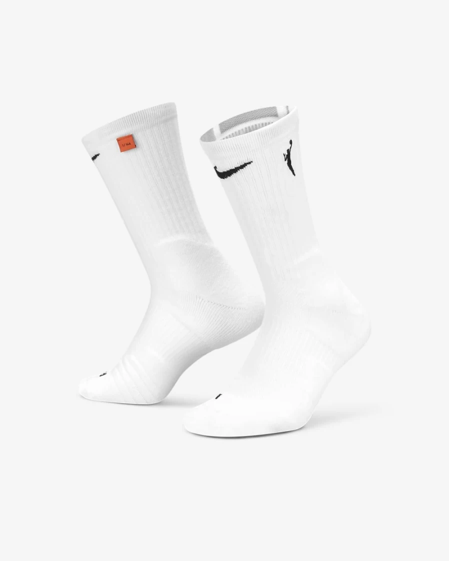 Nike Elite Basketball Crew Socks for Men & Women - White/Wolf Grey - WNBA Style