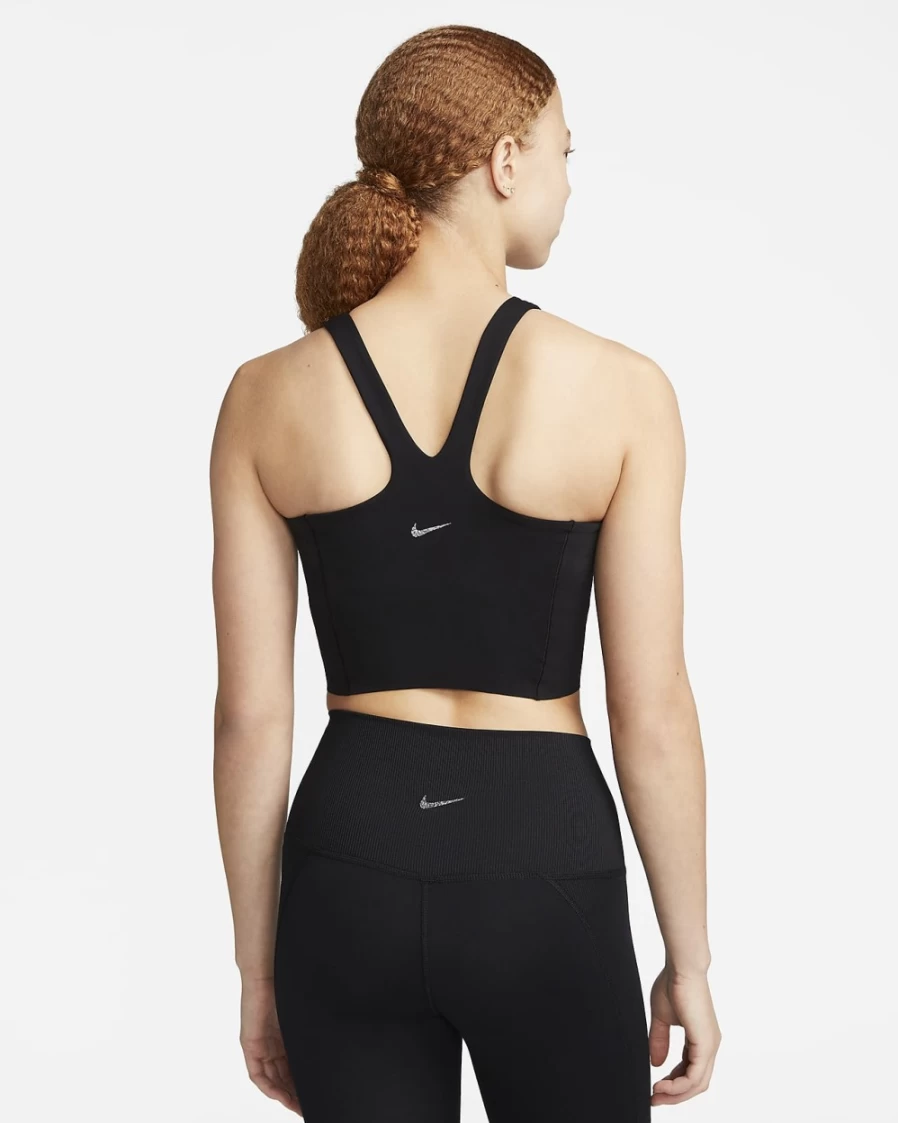 Nike Women's Dri-FIT Luxe Shelf-Bra Cropped Yoga Tank Top - Black