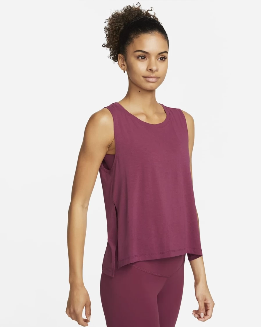 Nike Dri-FIT Women's Yoga Tank Top in Rosewood - Breathable Workout Top for Women